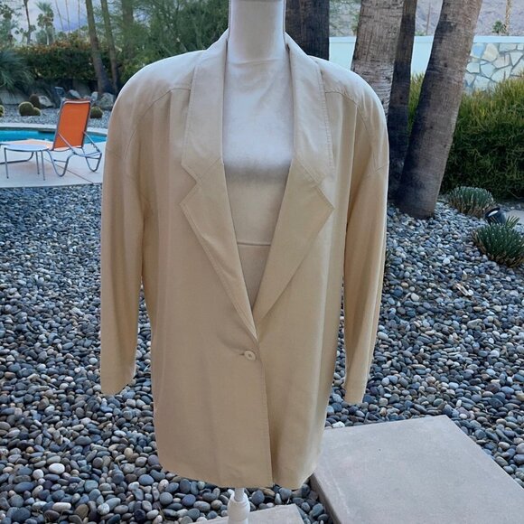 Eleanor P Brenner Silk Blazer Womens Size 12 Vintage Oversized Lined Cream - Picture 16 of 16